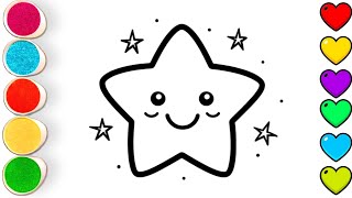 Cute Star Drawing Painting and Coloring For Kids and Toddlers How To Draw Star [upl. by Llenrev]