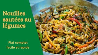 Nouilles chinoise sautées aux légumesPlat complet facile et rapide [upl. by Ikram596]