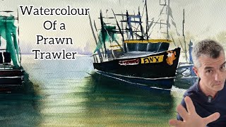 Watercolour painting of a trawler boat [upl. by Ecilahc]