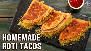 Homemade Roti Tacos on Tawa  Leftover Roti Recipes  Crispy Veg Tacos Recipe  Tacos Filling Ideas [upl. by Ennaeed]