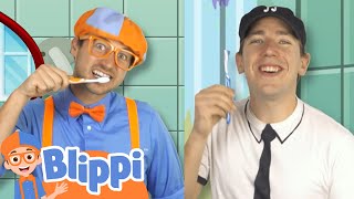 We All Brush Our Teeth  BLIPPI  Educational Songs For Kids [upl. by Isman]