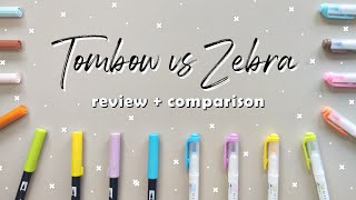 Tombow Dual Brush Pens vs Zebra Midlliner Brush Pens  Review  Comparison [upl. by Jilleen]