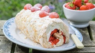 Sweet Eve Strawberry Meringue Roulade recipe [upl. by Niven912]