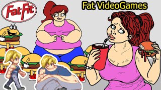 Fat games – Girl fighter with burger – y fat fit videogame  game de inflation – [upl. by Nohsauq]