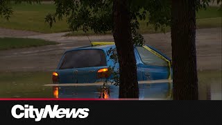 Severe thunderstorms cause floods in areas of Calgary [upl. by Addiego]