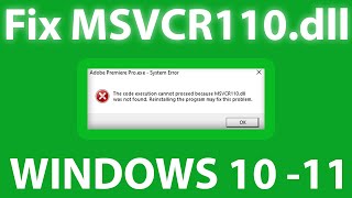 Fix MSVCR110dll Error Reinstalling Program amp Troubleshooting Tips  msvcr100dll missing [upl. by Einobe104]