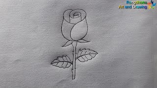 Golap Akanor Koushol  Rose Flower Drawing Techniques [upl. by Ramuk]