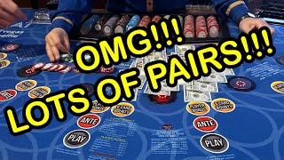 3 CARD POKER in LAS VEGAS LOTS OF PAIRS [upl. by Ewnihc]