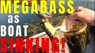 DISASTER  Sinking boat catches GIANT bass on Swimbait [upl. by Paget]