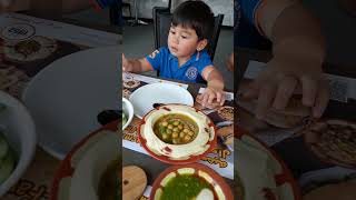 Manakish with zaatar  Arabic Foods  Brunch at Qasmieh [upl. by Aramahs]