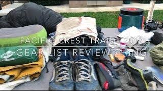 Pacific Crest Trail 2017  Gear List Review Thing [upl. by Settera]