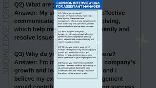 4 Most Common Job Interview Questions and Answers For Assistant Manager Job [upl. by Eema]