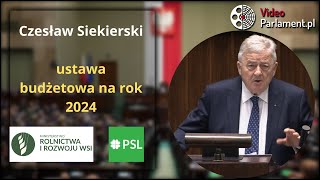 Minister Rolnictwa i Rozwoju Wsi Czesław Siekierski  ustawa budżetowa na rok 2024 [upl. by Nahs]