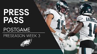 JJ ArcegaWhiteside amp Kenneth Gainwell React to Preseason Finale  Eagles Press Pass [upl. by Habas]