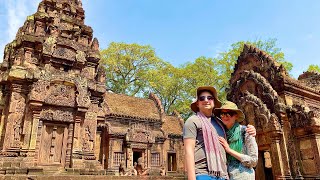 Traveling To Banteay Srie Temple With Luis And Cassey From London England By Local Tour Guide RA [upl. by March]