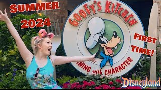 MY FIRST TIME EVER AT Goofys Kitchen Trying Food amp Talking to Characters Disneyland Summer 2024 [upl. by Martyn]