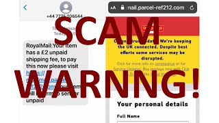 Royal Mail Text Message Scam warning quotYour item has a £2 unpaid shipping feequot  March 2021 [upl. by Caia]