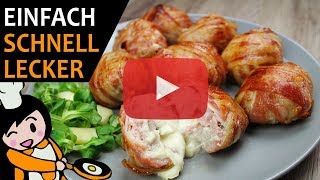 Mit Käse gefüllte Fleischbällchen im Speckmantel  Rezept Videos [upl. by Lucchesi587]