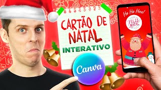 Como Criar um Cartão de Natal Digital e Interativo Online e Grátis no Canva [upl. by Essam]