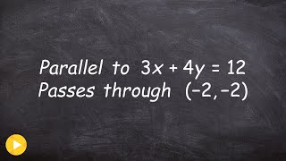 Write the equation of a parallel line using point slope form [upl. by Itirp]