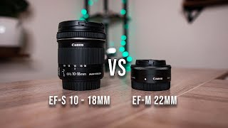 Canon EFS 1018mm VS EFM 22mm Canon m50 [upl. by Ddart]