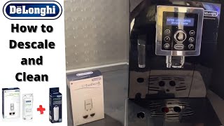 How to clean Delonghi ECAM coffee machine Descale cleaning instructions [upl. by Nnaylime]