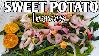 EASY WAY TO PREPARE SWEET POTATO LEAVES SALAD [upl. by Ihsoyim]