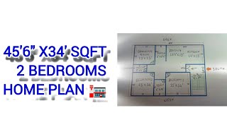 456quot X34 SQFT 2 BEDROOMS HOME PLAN🏣 [upl. by Noled]