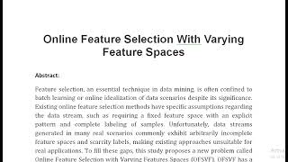 Online Feature Selection With Varying Feature Spaces [upl. by Cramer492]