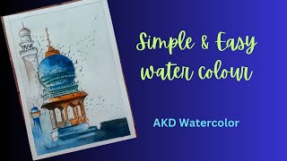 Simple and Easy water colour  AKD watercolor  watercolor  Ghumbaj drawing [upl. by Neirda]