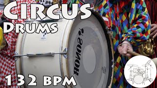 Play along Drums Circus Beat 132 bpm [upl. by Hephzibah]