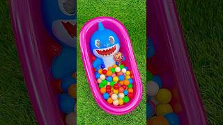 satisfying Rainbow Gum Balls candy Mixing with Slime bathtub [upl. by Crescint]