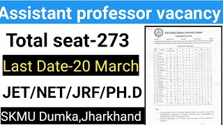 Assistant professor vacancy 2024 skmu dumka assistant professor vacancy 2024 [upl. by Hajile]