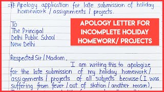 Apology application for late submission of holiday homework Letter for incomplete holiday homework [upl. by Neicul]