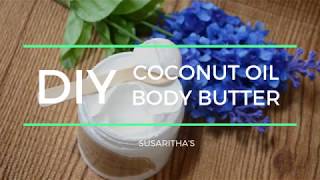 DIY nongreasy coconut oil body butter using only 4 ingredients [upl. by Refinnaj]