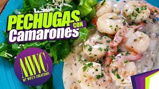 Pechugas de pollo con camarones en salsa blanca [upl. by Yemorej575]