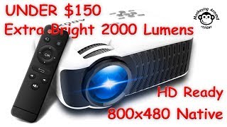 Extra BRIGHT 2000 Lumens HD Multimedia Portable Projector for under 150 by Globmall ABOX T22 review [upl. by Ardnait]