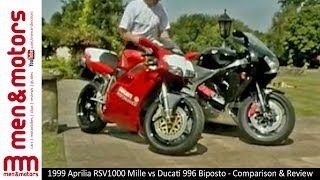 1999 Aprilia RSV1000 Mille vs Ducati 996 Biposto  Comparison amp Review [upl. by Roots560]