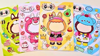 Decorate with Sticker Book LABUBU x BLOSSOM THE POWERPUFF GIRLS LOTSO…  DIY Paper [upl. by Udenihc]