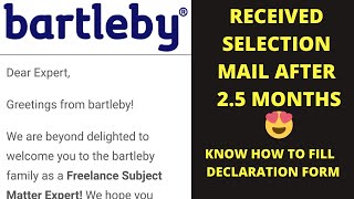 Got selected at Bartleby as chemistry subject matter expert Know about bartleby declaration form [upl. by Havens]