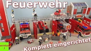 Playmobil Feuerwache 9462 komplett eingerichtet alle Feuerwehr Sets seratus1 [upl. by Hakkeber]