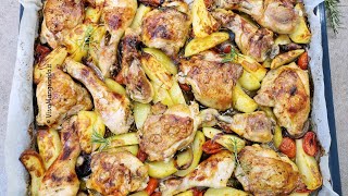 Pollo al forno con patate cipolle e pomodorini [upl. by Wilkens270]