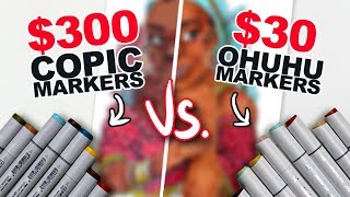 WHATS THE DIFFERENCE  Cheap Vs Expensive Markers  SidebySide Demo  Ohuhu v Copic [upl. by Thissa]