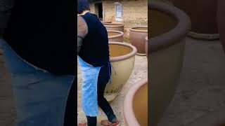 Glazing process of a large ceramic pot [upl. by Ilrebmik]