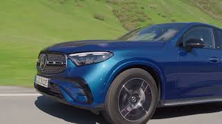 The new MercedesBenz GLC 400 e 4MATIC Coupe in Spectral blue Driving Video [upl. by Eittod596]