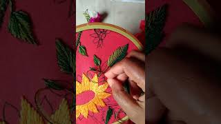 fishbone stitch for beginner hand embroidery design artandcraft viralvideo viralshorts sorts [upl. by Oirifrop]