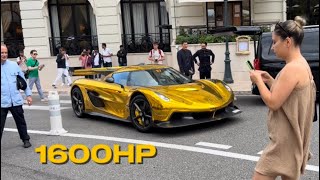 Koenigsegg Jesko Gold Start up Sound  Supercars in Monaco [upl. by Dimond]