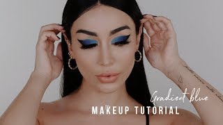 TUTORIAL  Gradient Blue Thick Eyeliner  أيلاينر جريء باللون الازرق [upl. by Enialedam718]