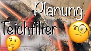 Teichfilter selber bauen Planung der Filterkammern Standrohre Bodenabläufe Biofilter Pumpenkammer [upl. by Tullius]