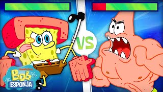 Bob Esponja  Escenas de pelea de Bob Esponja con BARRAS DE VIDA 💥  Compilación  Español [upl. by Verger356]